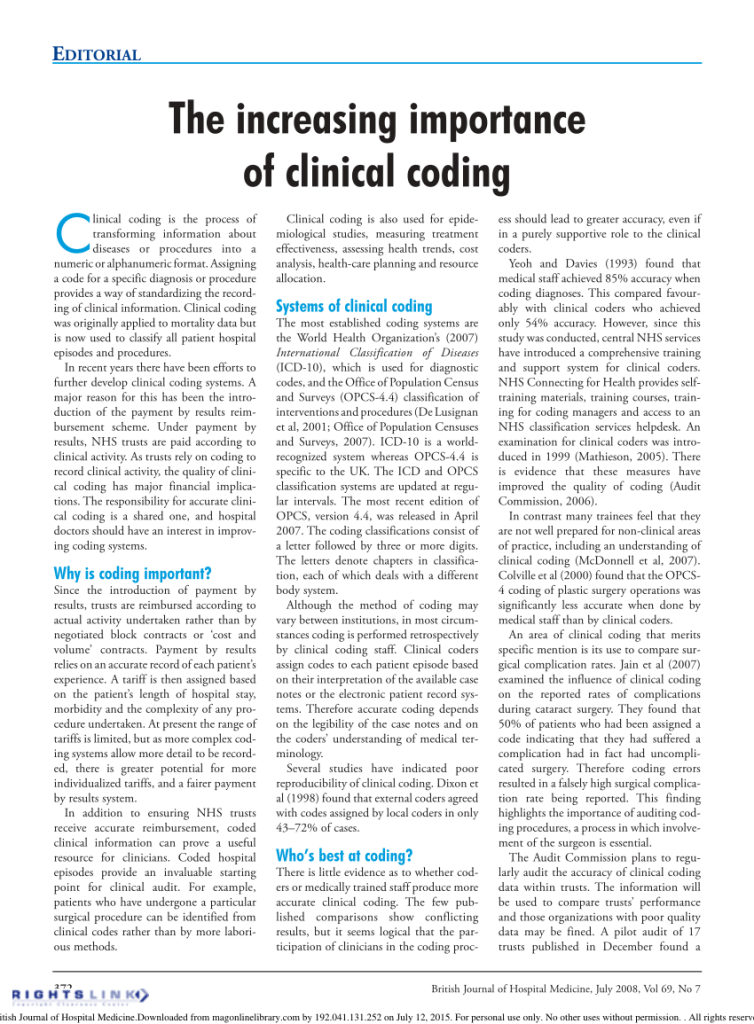 The Importance of Clinical Coding in Medical Fee Solutions Challenges in Clinical Coding